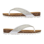 Shoes by Emma SUNSET Ladies Beaded Strap Detail Round Toe Sandal (Size 4) - White