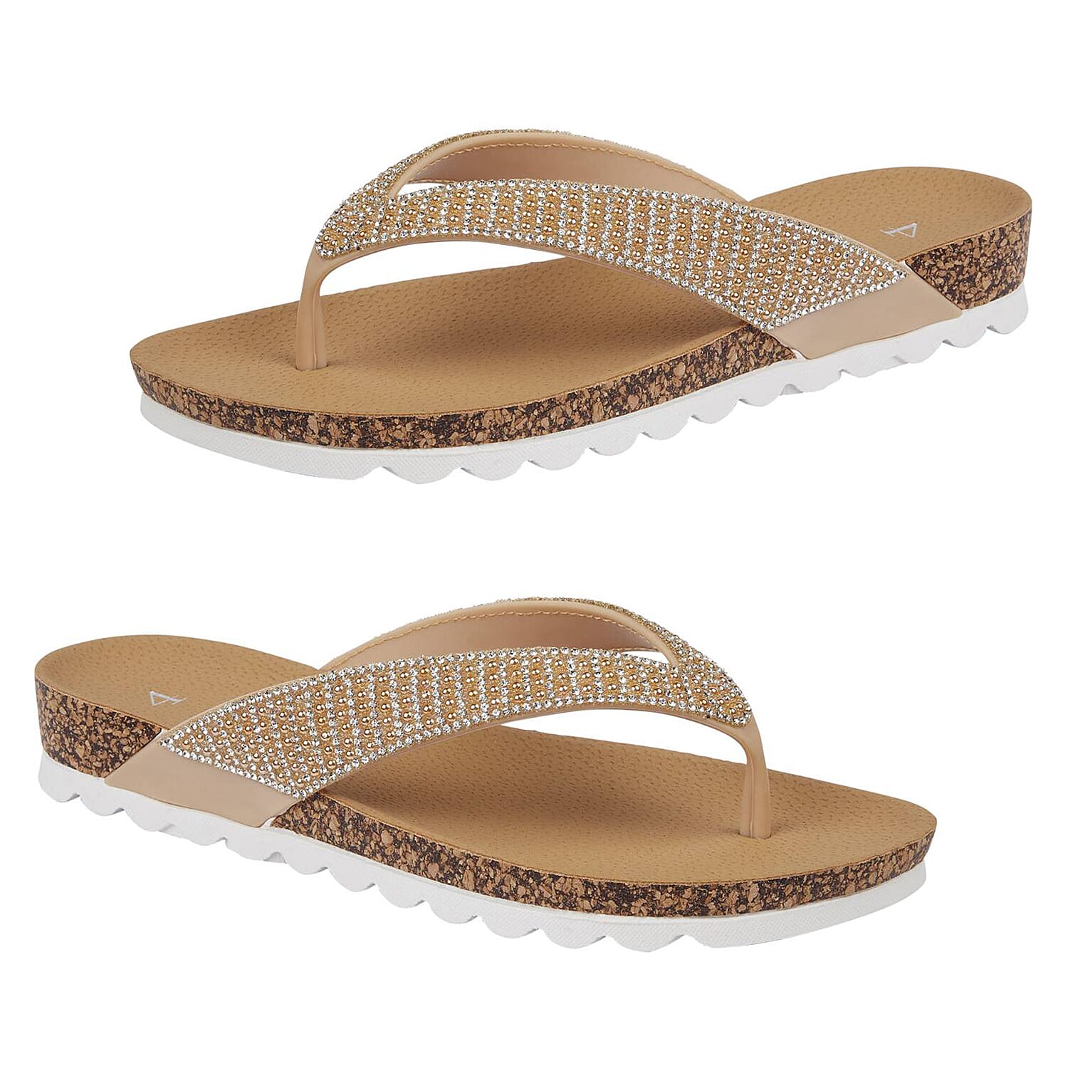 Shoes by Emma SUNSET Ladies Beaded Strap Detail Round Toe Sandal (Size 6) - Gold