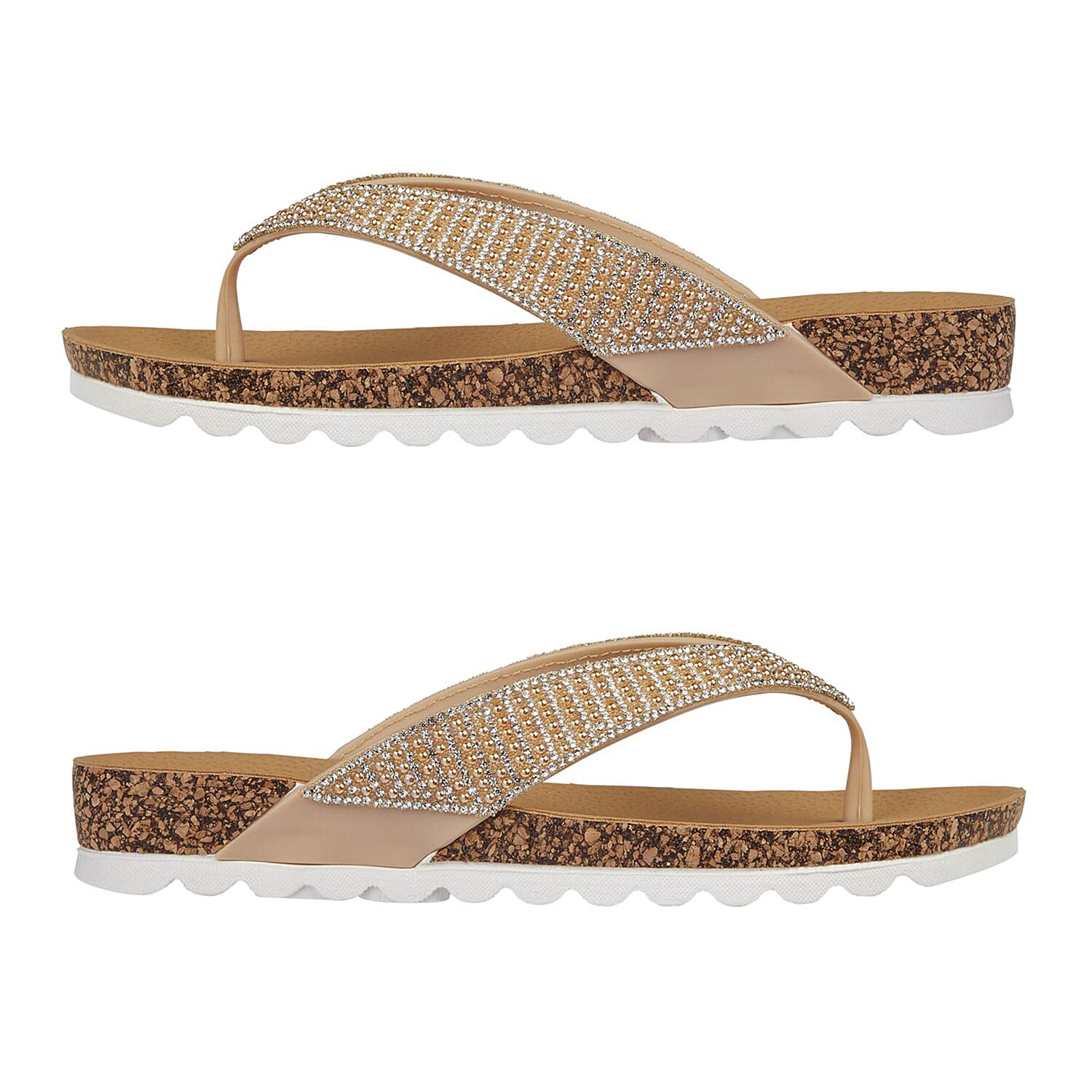Shoes by Emma SUNSET Ladies Beaded Strap Detail Round Toe Sandal (Size 6) - Gold