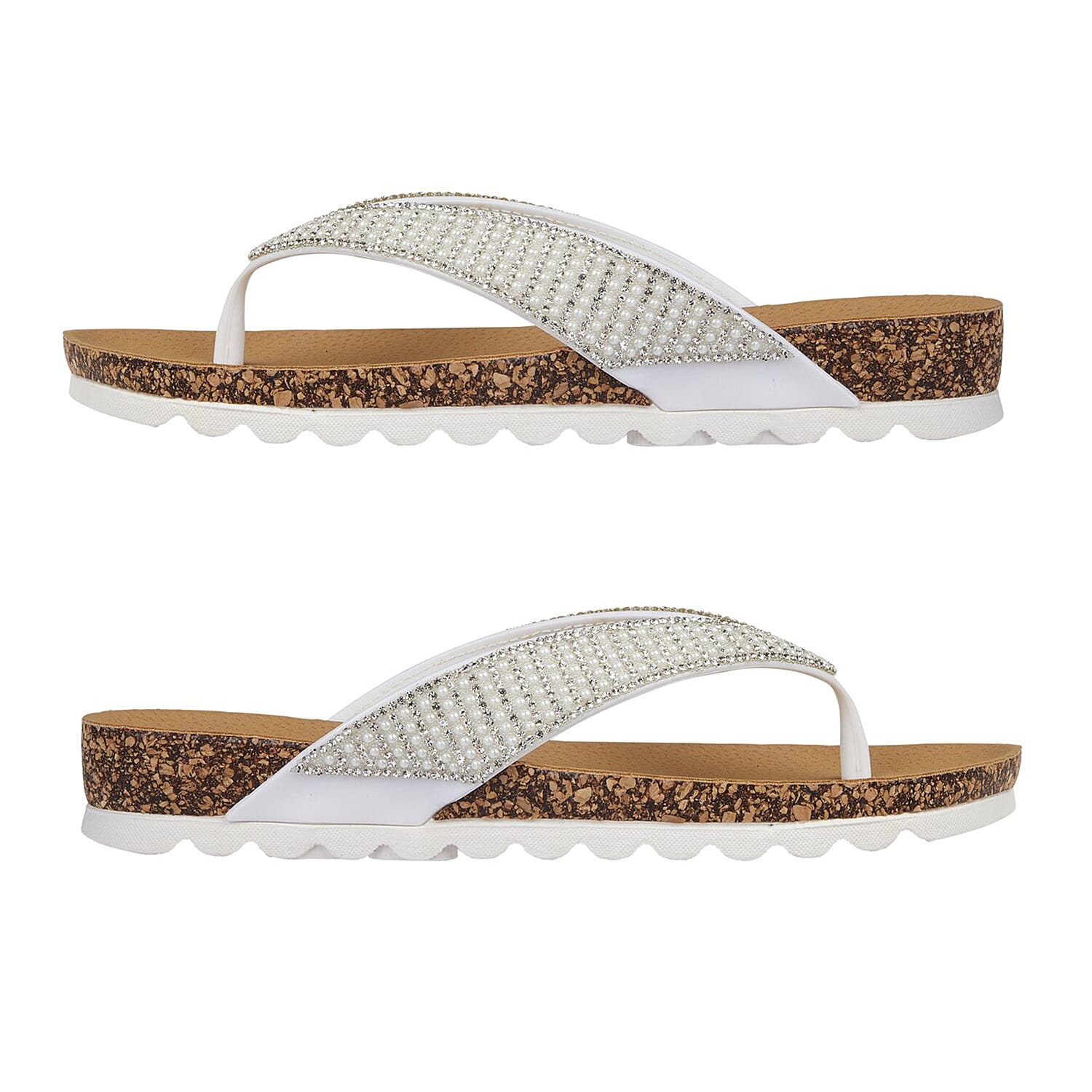 Shoes by Emma SUNSET Ladies Beaded Strap Detail Round Toe Sandal (Size 7) - White