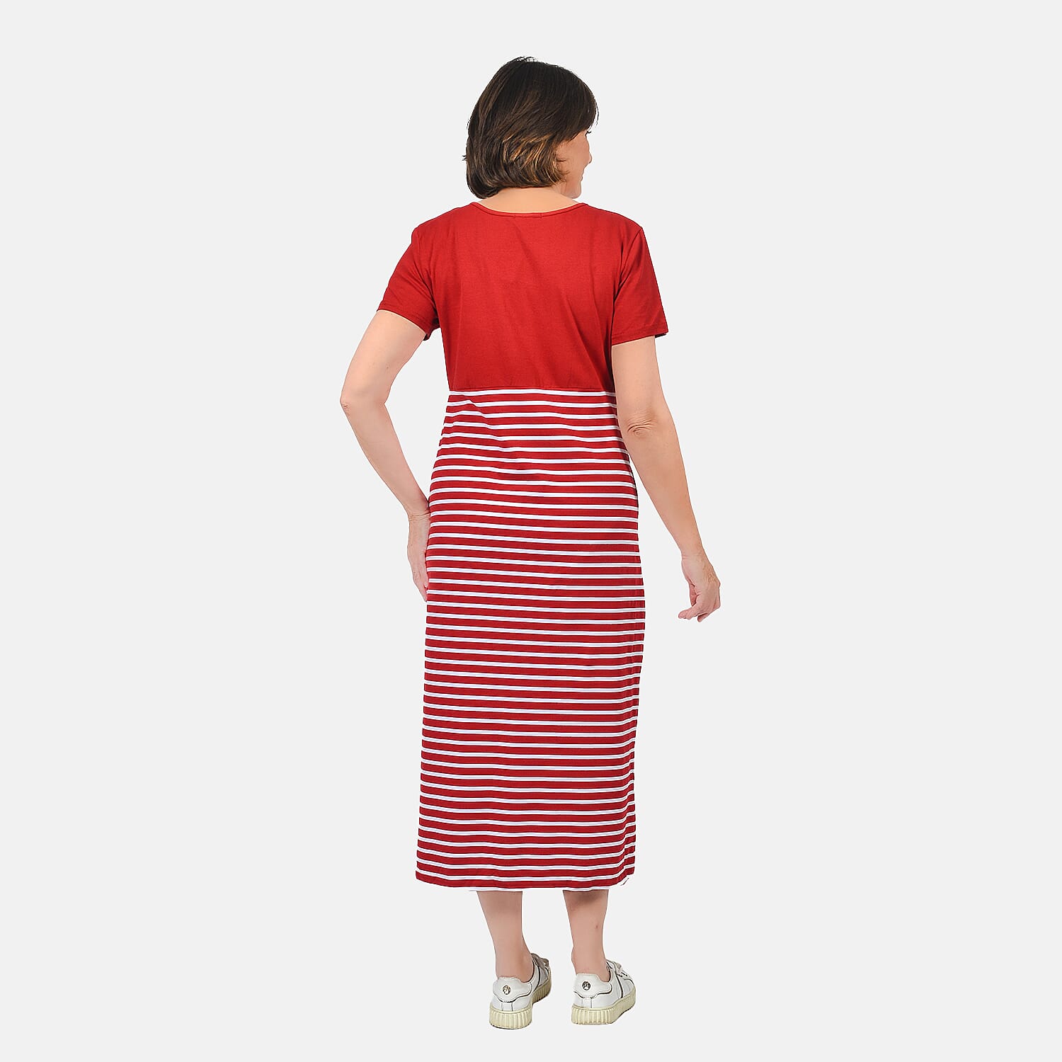 SUGARCRSIP Short Sleeve T-Shirt Maxi Dress in Red (Size M)