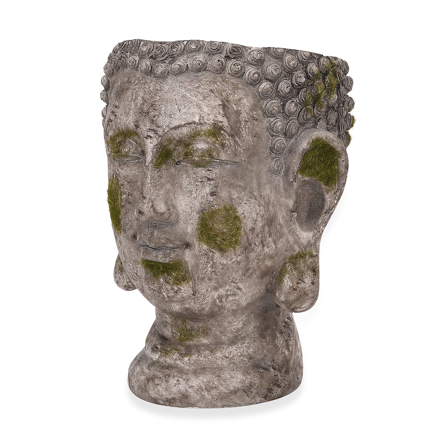 Antiqued Serene Buddha Face Plant Pot - Garden Decoration (16x16x20cm) Brown