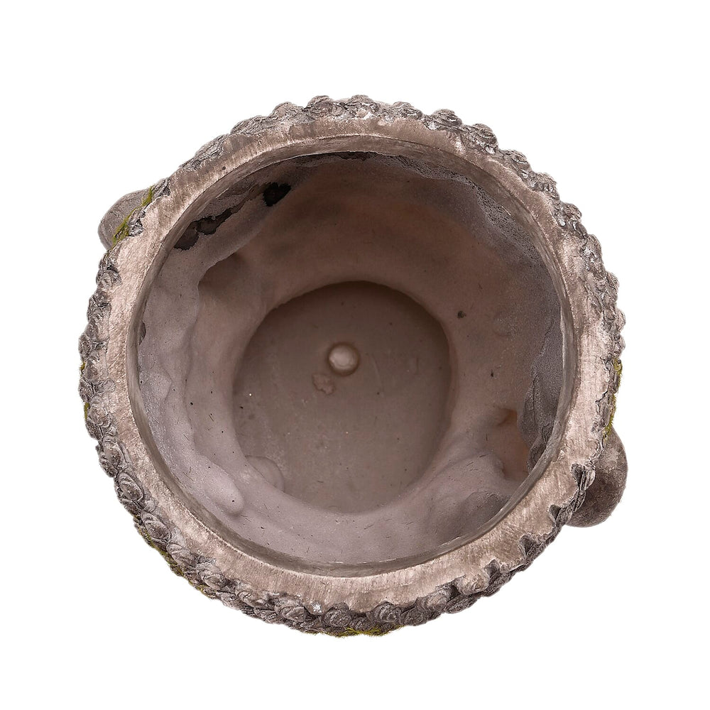 Antiqued Serene Buddha Face Plant Pot - Garden Decoration (16x16x20cm) Brown