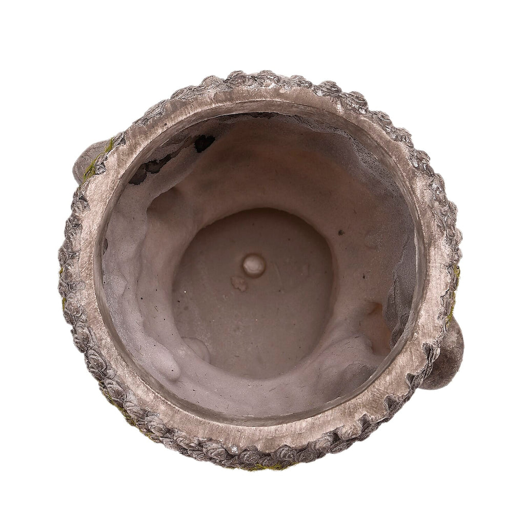 Antiqued Serene Buddha Face Plant Pot - Garden Decoration (16x16x20cm) Brown