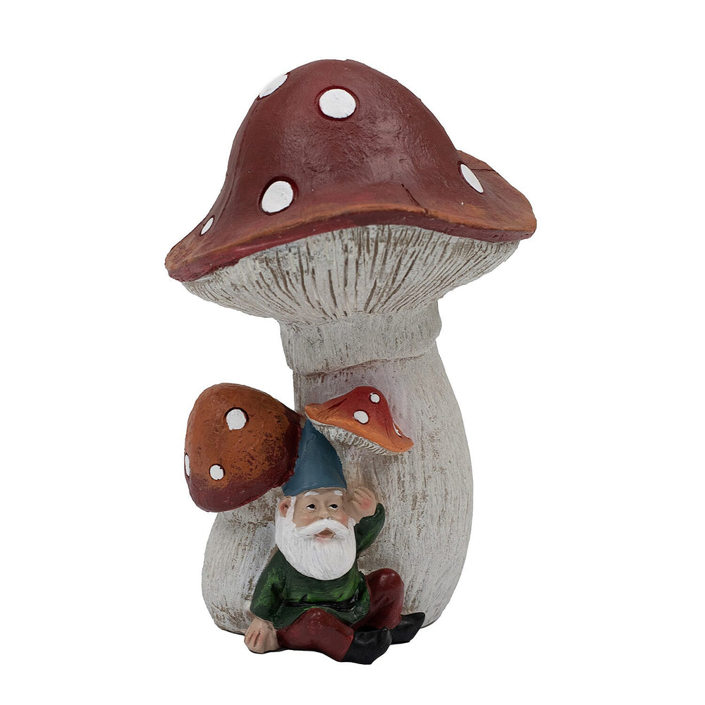 Gnome Under Mythical Toadstool Decoration - Red
