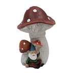 Gnome Under Mythical Toadstool Decoration - Red