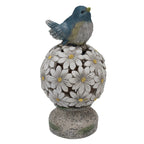 Bird Floral Ball with Solar Light (Size 14x14x26 cm) - Blue - White