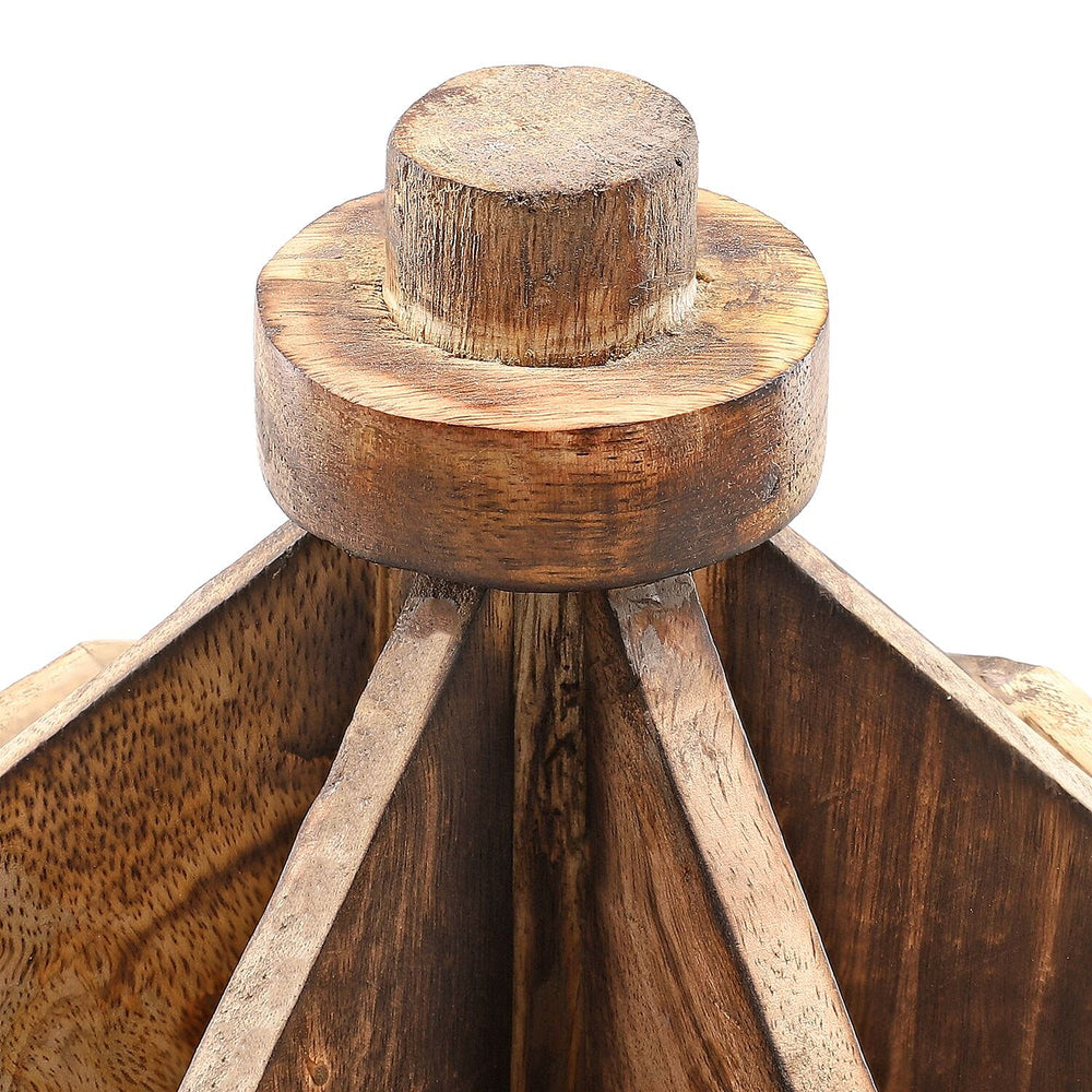 Handcarved Multipurpose Mango Wood Spinner Organizer (Size 24x22x21 cm)