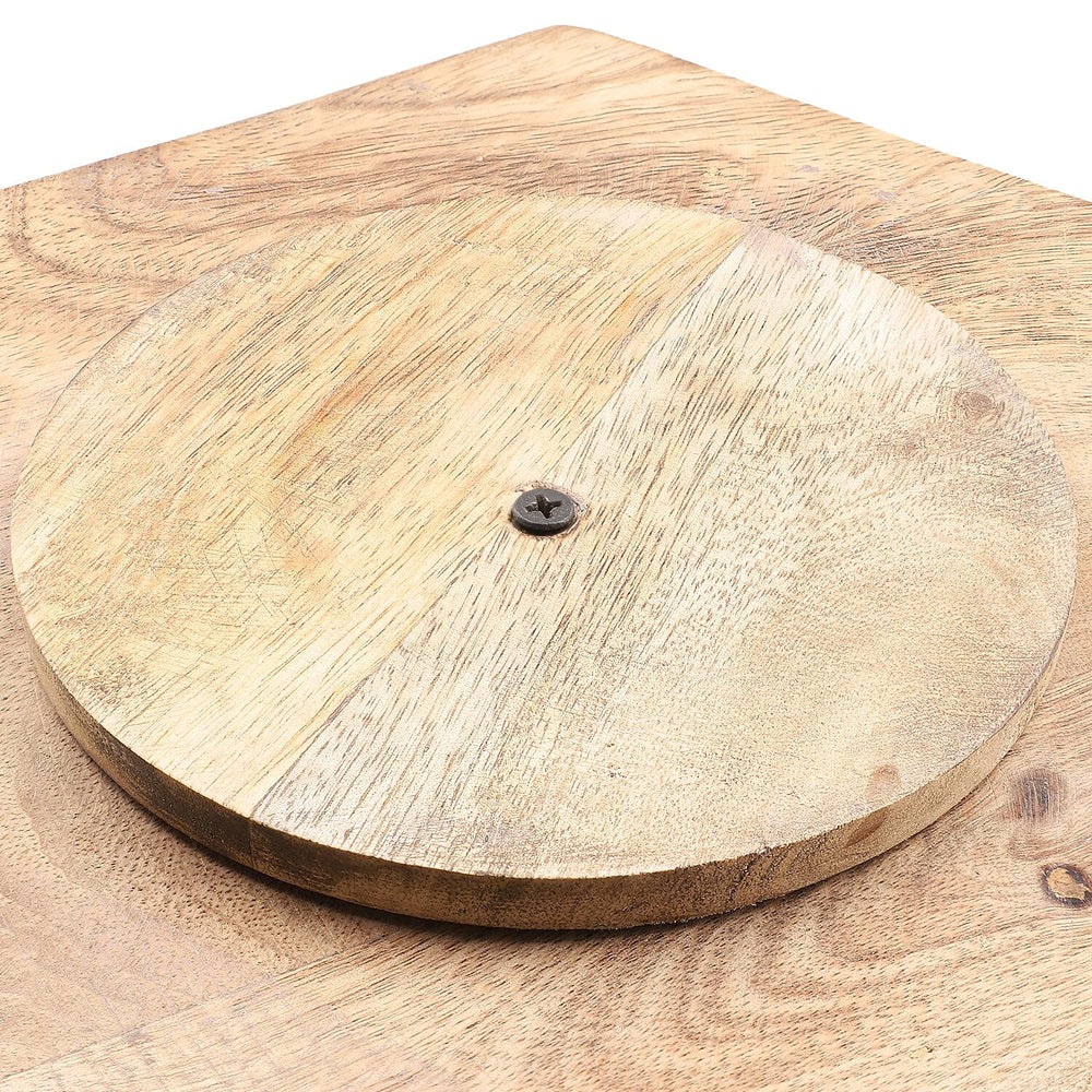 Handcarved Multipurpose Mango Wood Spinner Organizer (Size 24x22x21 cm)