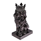 Lion Resin Statue with Crown - Black