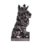 Lion Resin Statue with Crown - Black