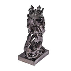 Lion Resin Statue with Crown - Black
