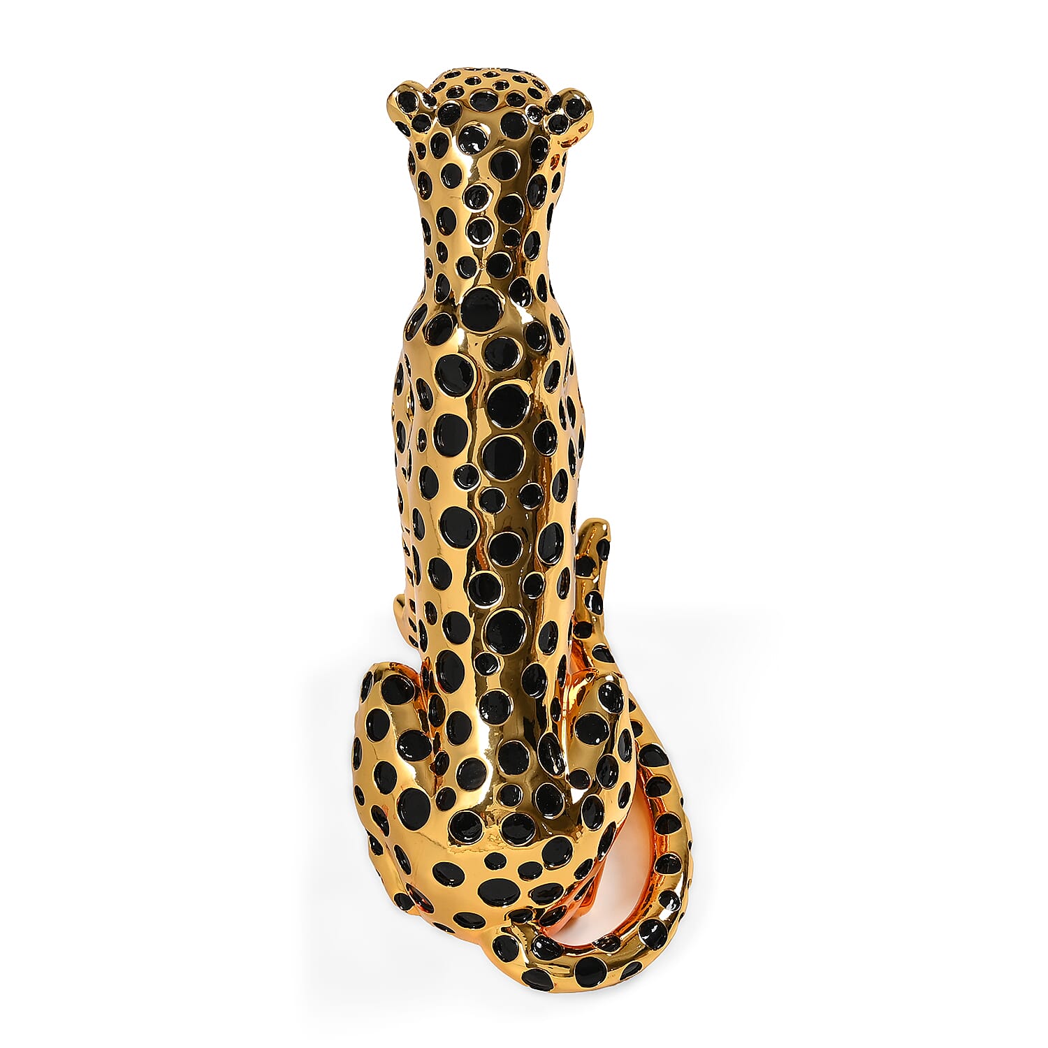 Modern Decor Designer Inspired Resin Leopard Sculpture - Gold - Black