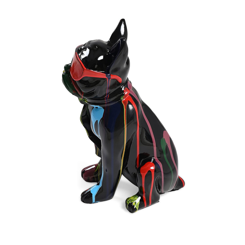 Expressionist Designer Inspired Dog Sculpture with Sunglasses - Multi Color