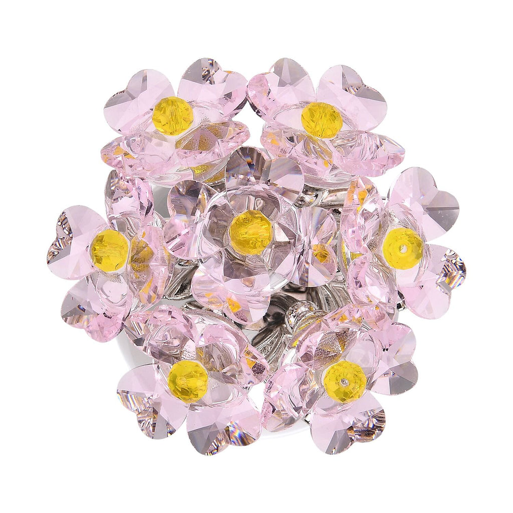 7-Head Crystal Glass Flower Decor - Pink