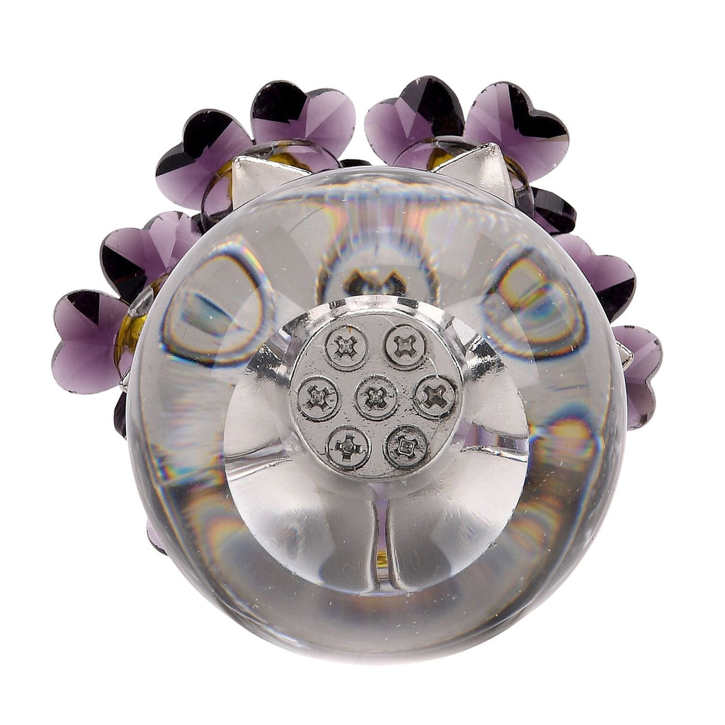 7-Head Crystal Glass Flower Decor - Purple