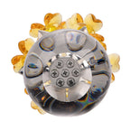7-Head Crystal Glass Flower Decor - Yellow