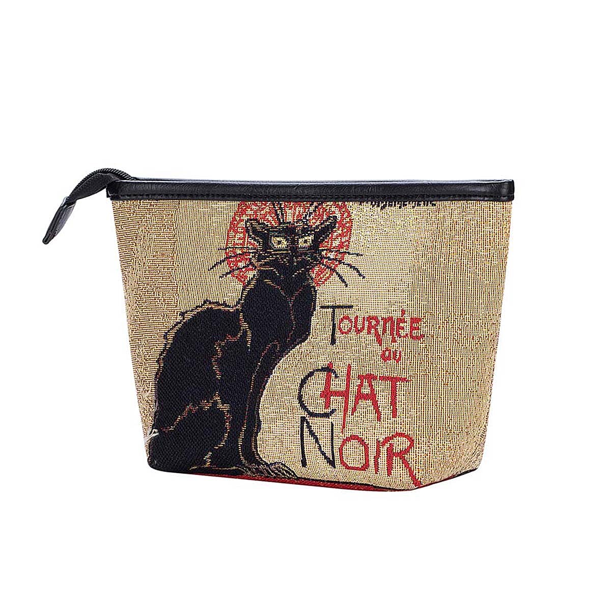 Signare Tapestry FMake up Bag-Art-T Steinlen-Tournee du Chat noir - Black & Brown