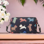 Signare Tapestry Hip Party Bag - Playful Puppy - Black