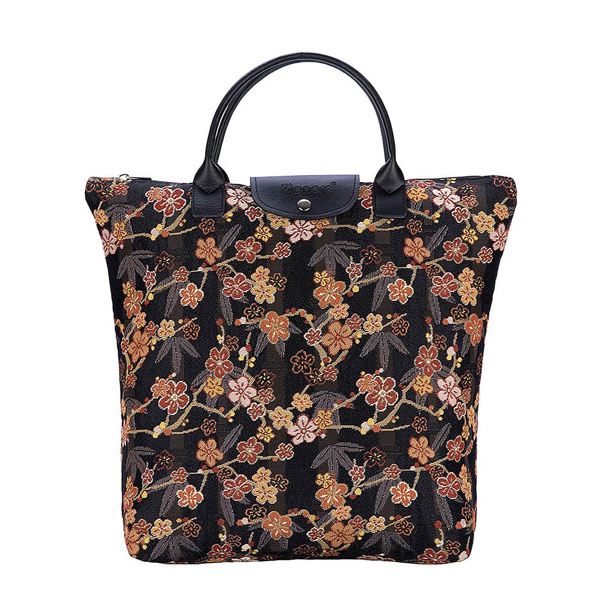 Signare Tapestry Foldaway Bag - Ume Sakura - Gold & Black