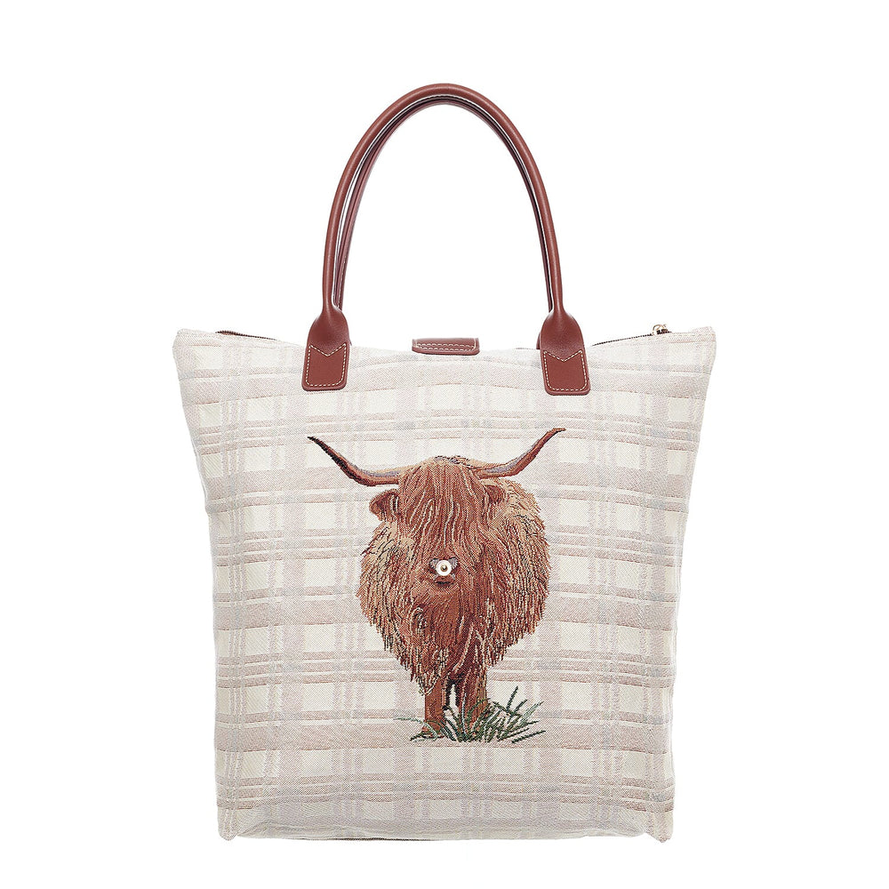 Signare Foldable Bag - Highland Cow