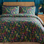 Simply Charlotte Jasmina Floral Print Duvet Cover Set (Size Double) - Teal