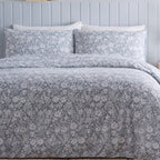 Simply Charlotte Olivia Floral Print Duvet Cover Set (Size Single) - Grey
