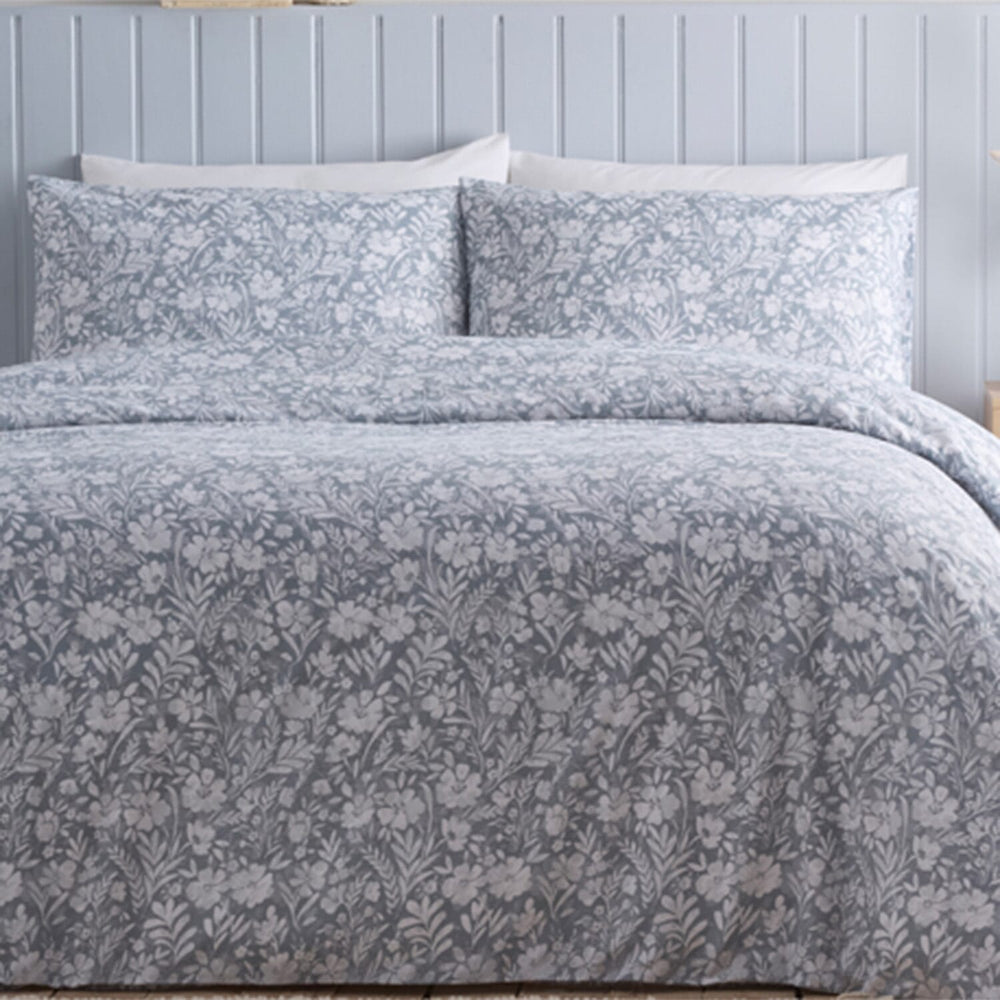 Simply Charlotte Olivia Floral Print Duvet Cover Set (Size Double) - Grey - White