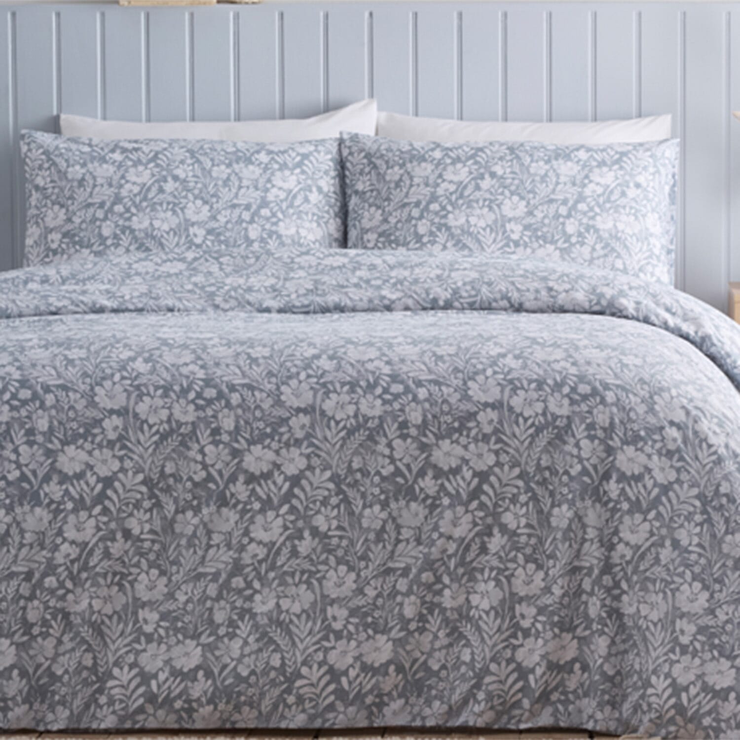 Simply Charlotte Olivia Floral Print Duvet Cover Set (Size Double) - Grey - White