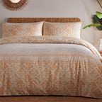Simply Charlotte Medina Geometric Print Duvet Cover Set (Size Single) - Peach - White