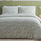Simply Charlotte Olivia Sage Floral Print Single Duvet Cover Set (Size Single) - White