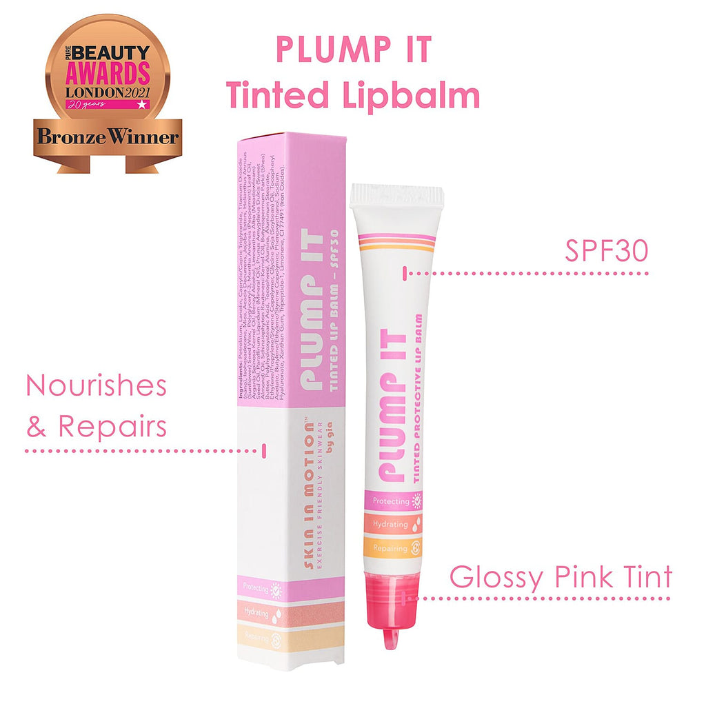 Skin In Motion- Plump It SPF 30 Tinted Lip Balm - Sheer Berry (With Free Pink Pom Pom)