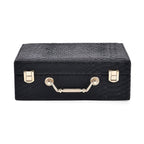 Set of 2 Leatherette Snake Skin Pattern Jewellery Box (Size Large-Small) - Black