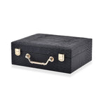 Set of 2 Leatherette Snake Skin Pattern Jewellery Box (Size Large-Small) - Black