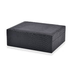 Set of 2 Leatherette Snake Skin Pattern Jewellery Box (Size Large-Small) - Black