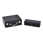 Set of 2 Leatherette Snake Skin Pattern Jewellery Box (Size Large-Small) - Black
