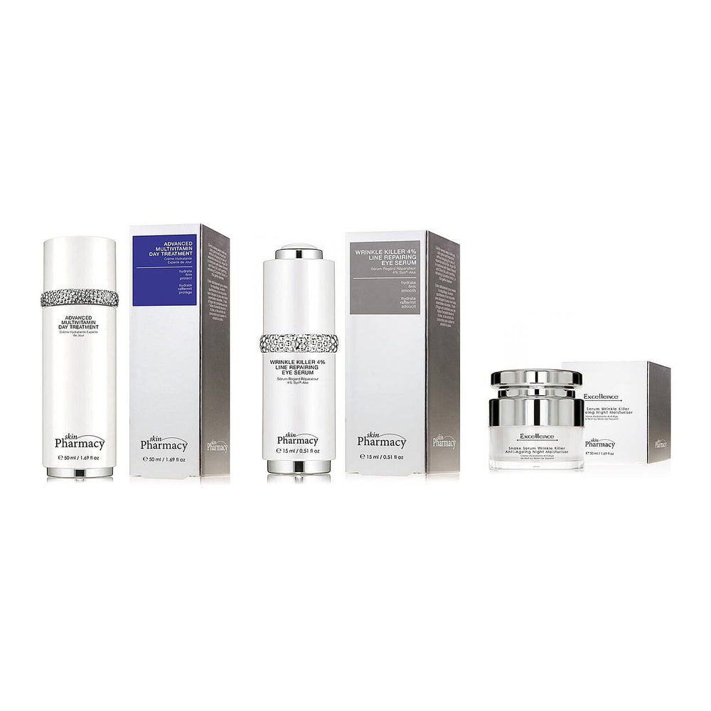 Skin Pharmacy Trio Bundle (Incl. Wrinkle Killer Eye Serum, Multivitamin Day & Bee Venom Night Moisturiser)