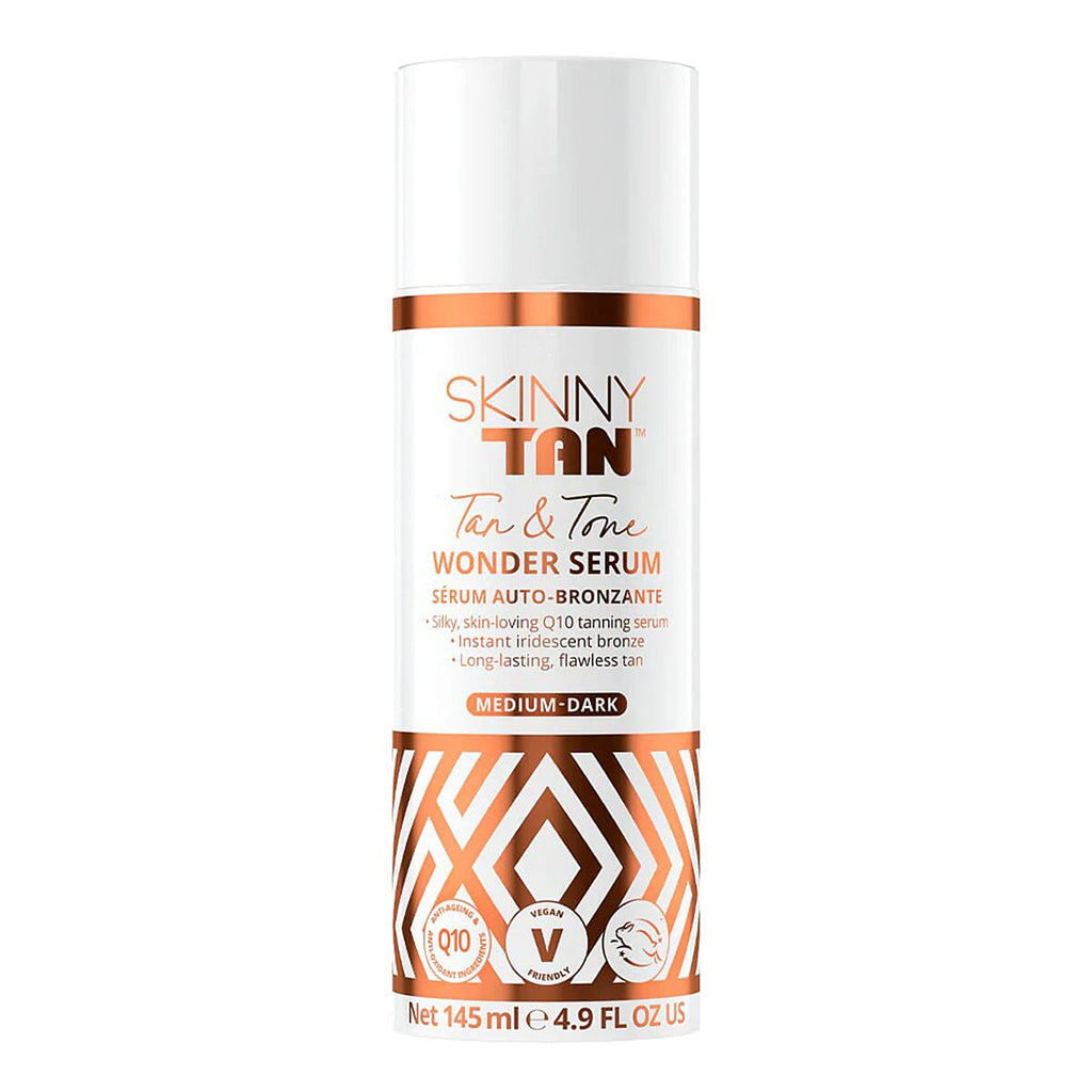 Skinny Tan- Wonder Serum Tanning Bundle (Incl. Wonder Serum Self-Tanner - 145ml, Wonder Serum Gradual Tanner - 200ml, Luxury Tanning Mitt & Tan Exfoliating Mitt)