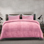 Sleep-Snuggle Luxurious Teddy Fleece Super Soft Warm and Cosy Duvet Cover with Pillow Case (Size Double) - Pink