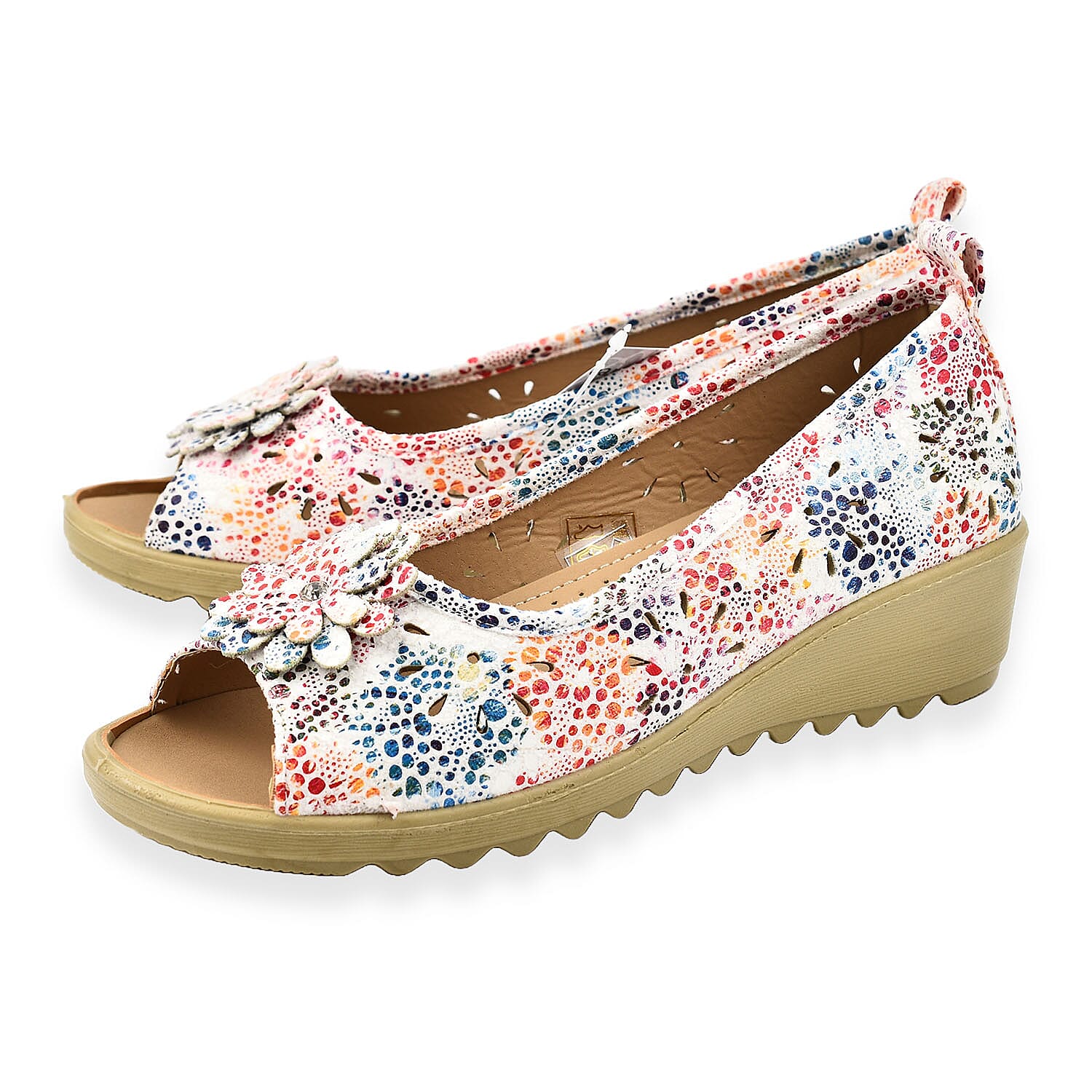 Slip On Wedge Peep Toe Shirley Shoe (Size 3) - White