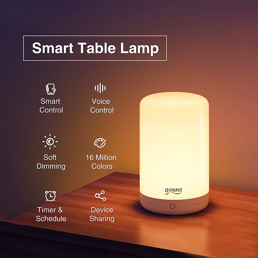 Gosund Smart Colour Changing LED Table Lamp with Voice Control and Soft Dimming Feature - Grey