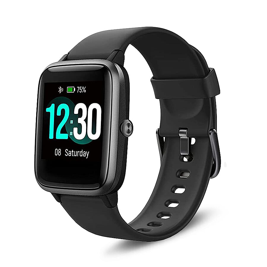 LETSCOM Smart Watch (Inclu.GPS Tracking, Fitness Track, Heart Rate Monitor & Music Control) with Black Colour Strap