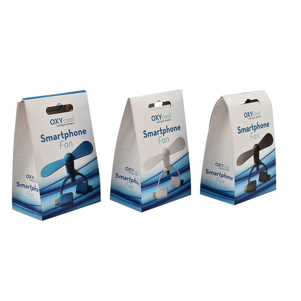Set of 3 Smartphone Fan - White, Blue - Grey