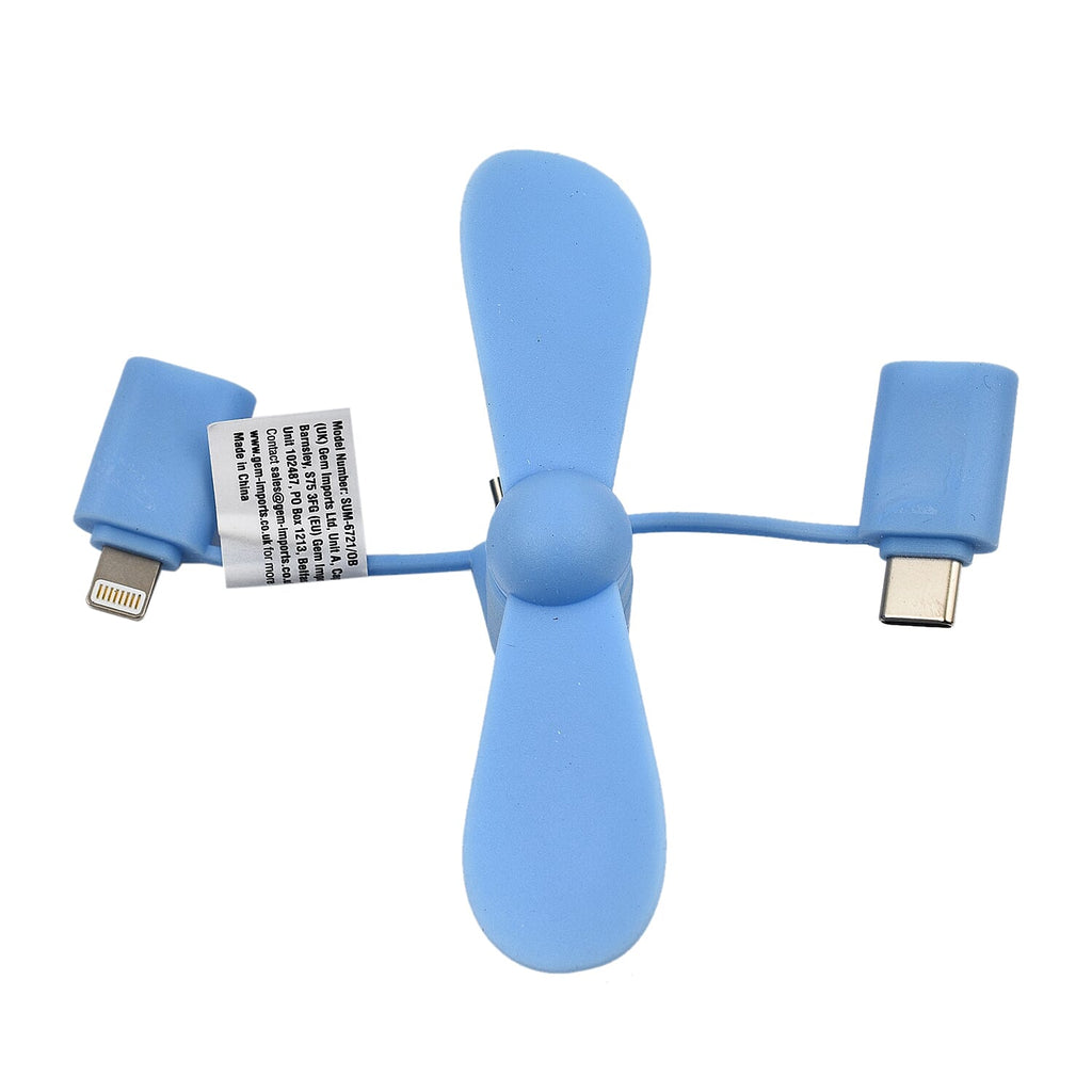 Set of 3 Smartphone Fan - White, Blue - Grey