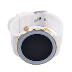 Smart Watch - Multi Face, with Steps, Sleep, Heart Rate, Blood, Spo2. Blue Literal Dial and White Silicone Strap