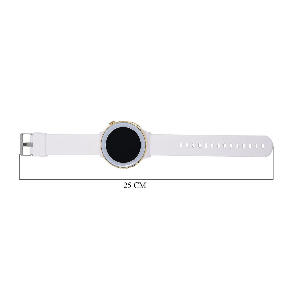 Smart Watch - Multi Face, with Steps, Sleep, Heart Rate, Blood, Spo2. Blue Literal Dial and White Silicone Strap