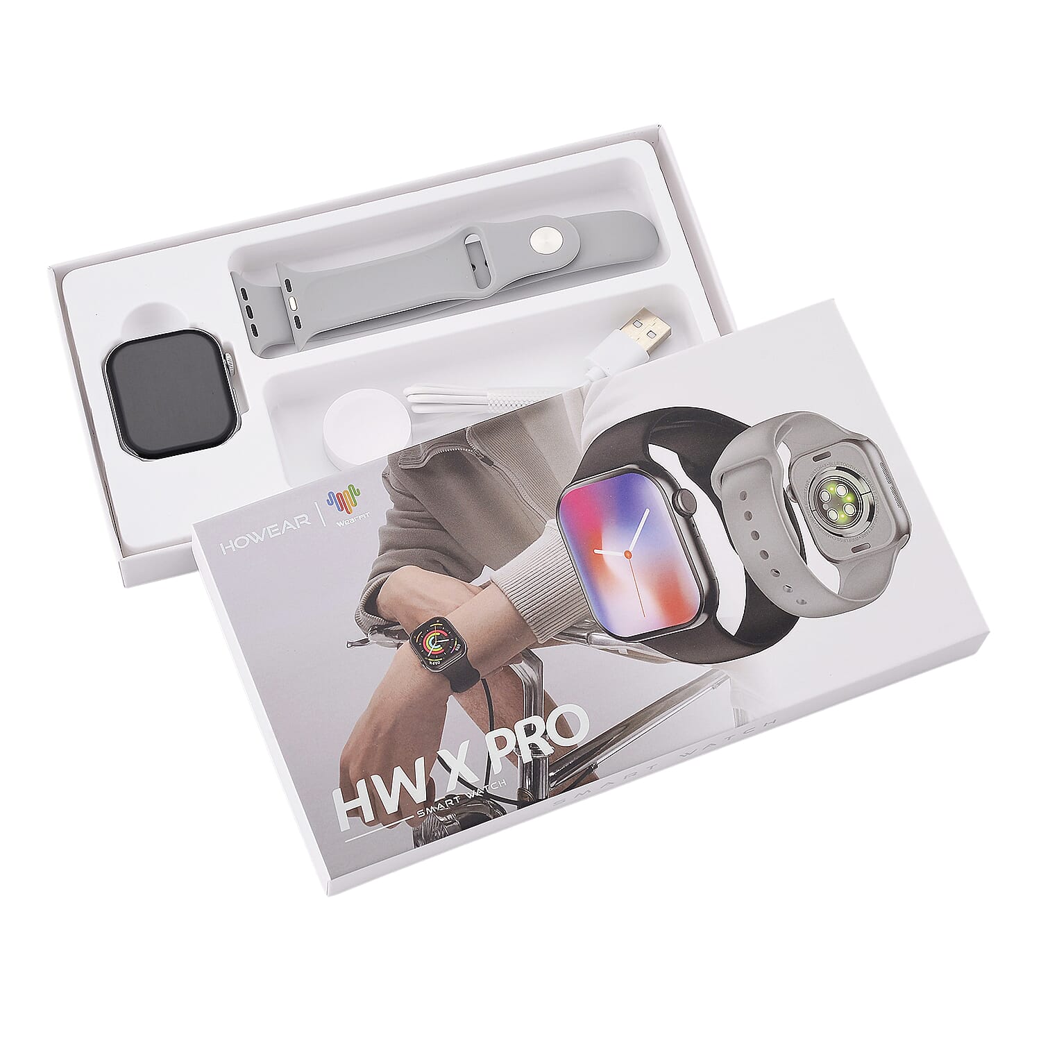 HW X PRO Smartwatch 2.01 inch TFT Display, IP67 Waterproof, Wireless Charging, Health Monitor, Bluetooth - Grey