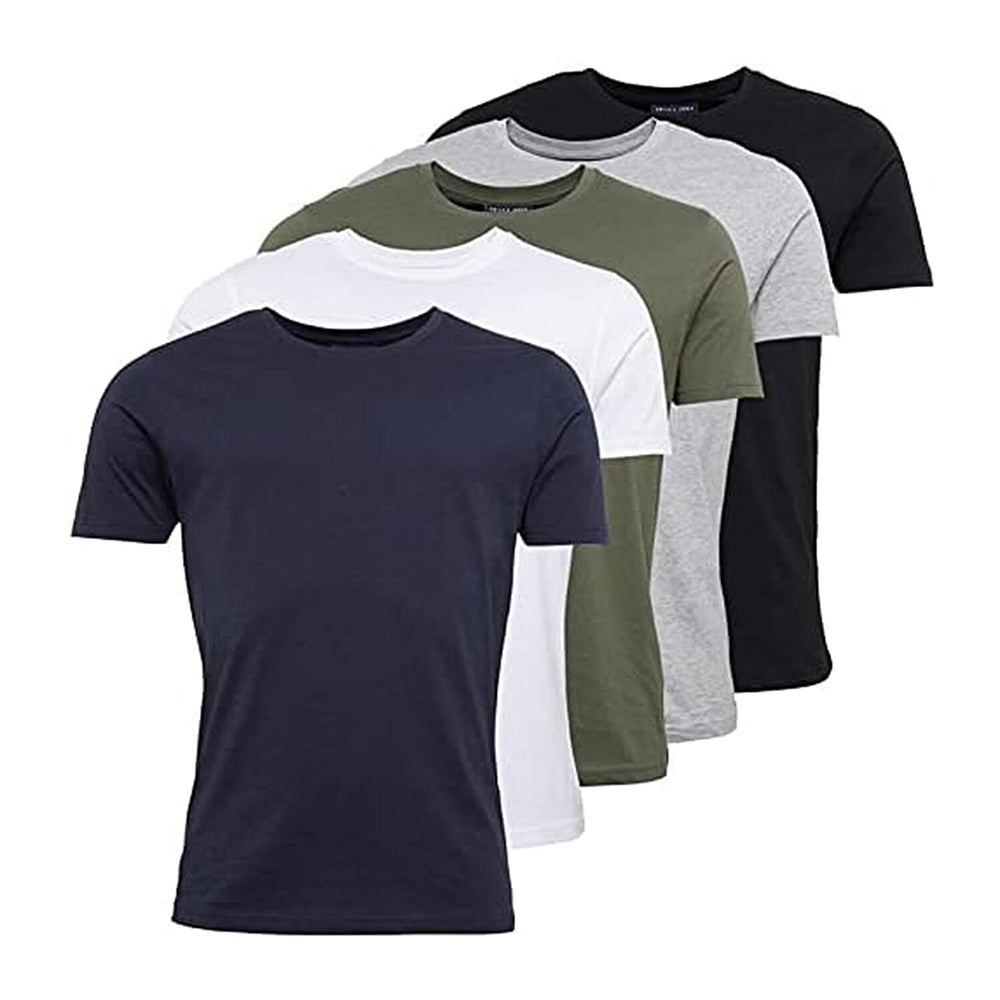 Smith - Jones Pack of 5 - 100% Cotton Knitted Crew Neck Tee (Size L) - Navy - Multi