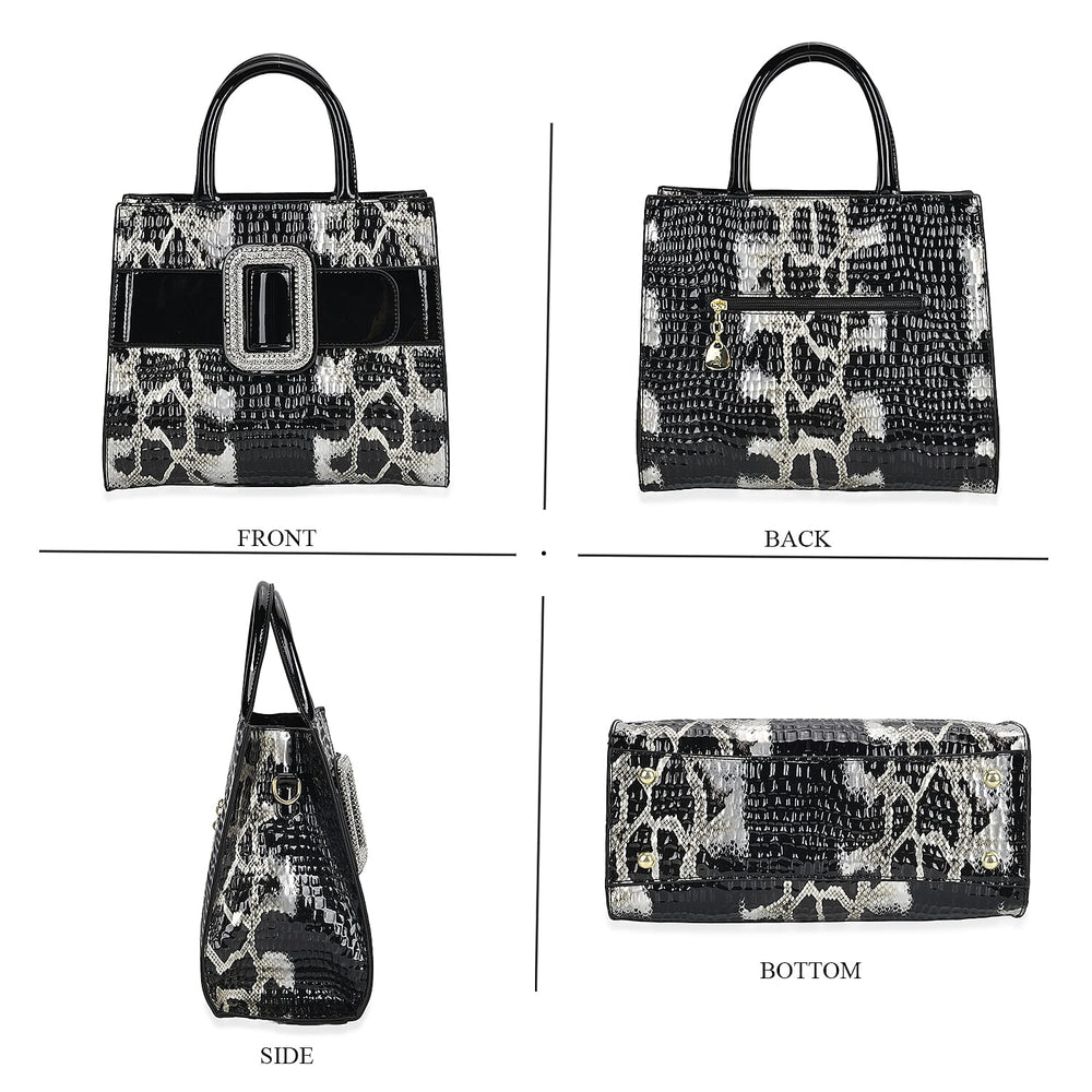Snake Embossed Crossbody Bag - Black Leopard