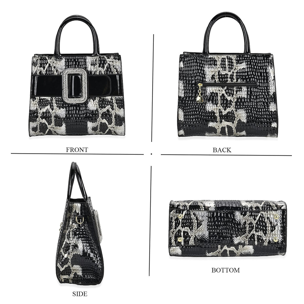 Snake Embossed Crossbody Bag - Black Leopard